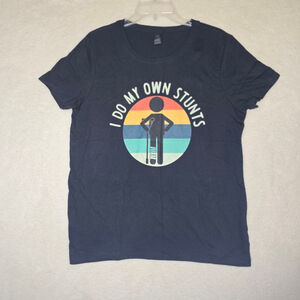 Gildan Softstyle Women’s L Graphic T-Shirt “I Do My Own Stunts” Funny